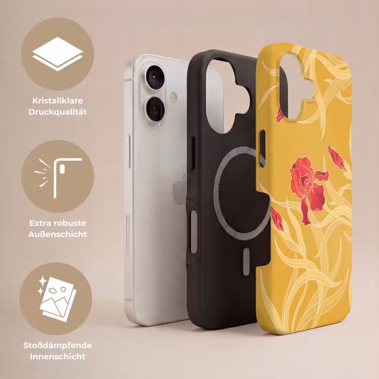 Handyhülle Toughcase - Blumen – Illustration – Rot - Bloemen - Illustratie - Rood Toughcase MagSafe Apple iPhone 17 klein