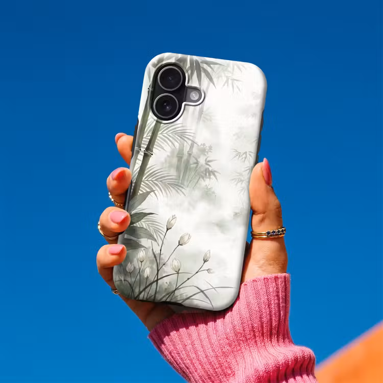 Bloemen - Knop - Tuin - Illustratie - Wit Toughcase MagSafe Apple iPhone 17 klein -Sfeer1V