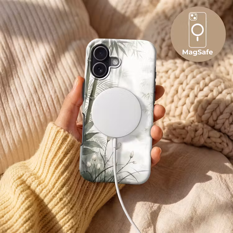 Bloemen - Knop - Tuin - Illustratie - Wit Toughcase MagSafe Apple iPhone 17 klein -USP_MagsafeV