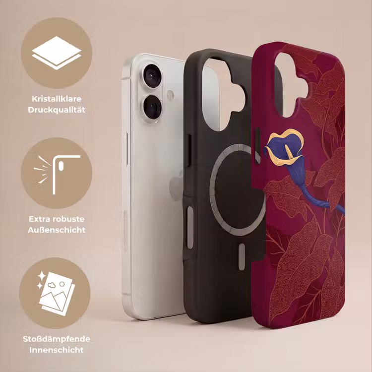 Handyhülle Toughcase - Blumen – Modern – Lila - Bloemen - Modern - Paars Toughcase MagSafe Apple iPhone 17 klein