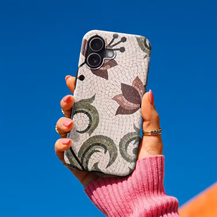 Bloemen - Mozaïek - Patroon - Abstract - Groen Toughcase MagSafe Apple iPhone 17 klein -Sfeer1V
