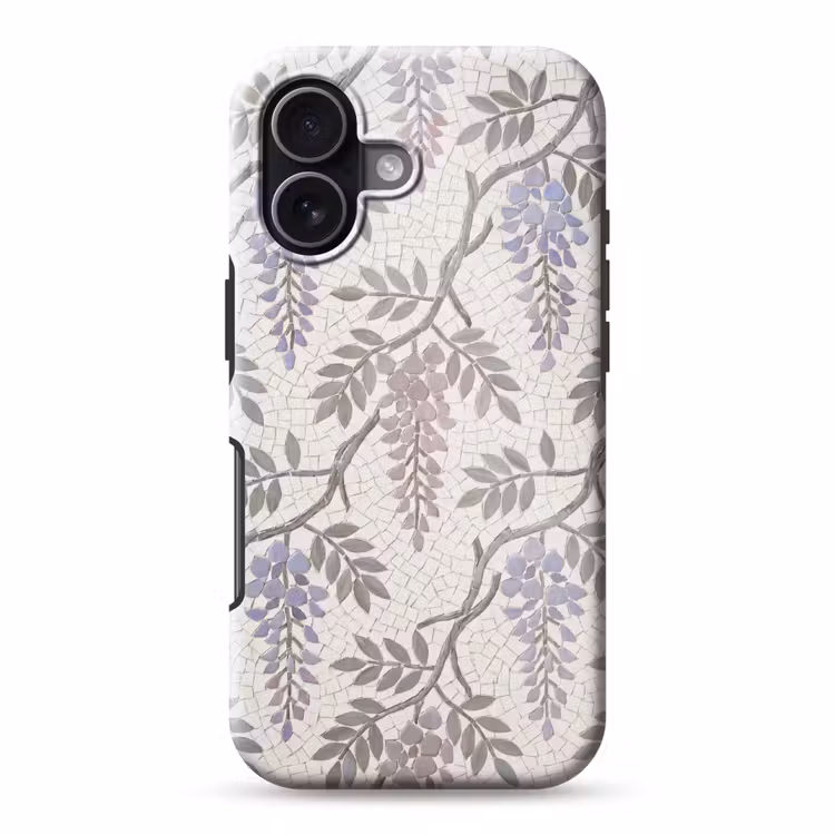 Bloemen - Mozaïek - Natuur - Patroon - Paars Toughcase MagSafe Apple iPhone 17 klein -3d