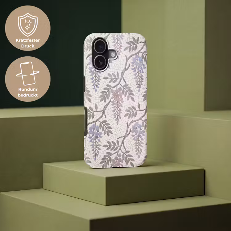 Bloemen - Mozaïek - Natuur - Patroon - Paars Toughcase MagSafe Apple iPhone 17 klein -USP_PrintM_DE