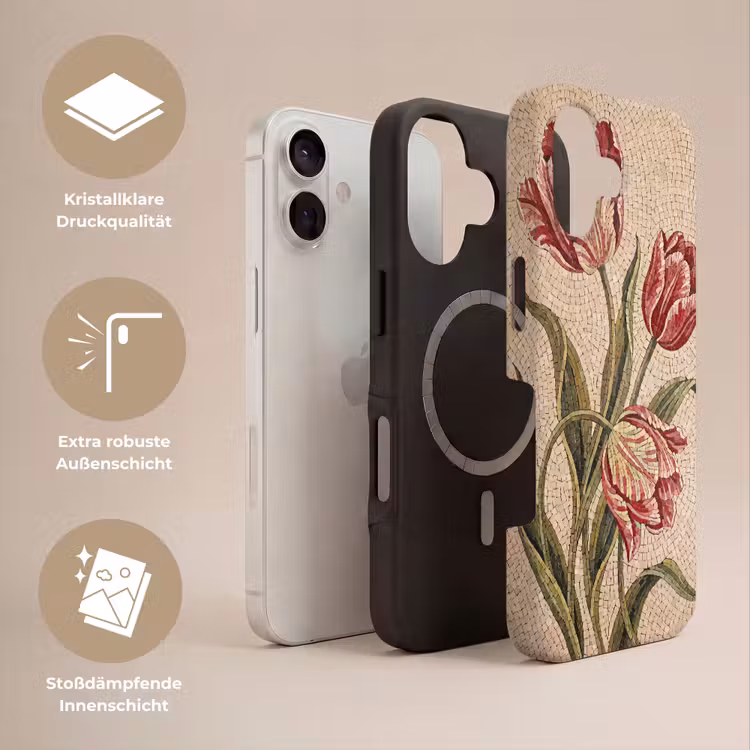 Bloemen - Mozaïek - Rood - Groen - Kunst Toughcase MagSafe Apple iPhone 17 klein -USP_Lagen_DE