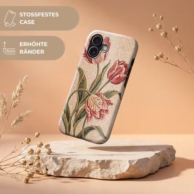 Bloemen - Mozaïek - Rood - Groen - Kunst Toughcase MagSafe Apple iPhone 17 klein -USP_RandenV_DE