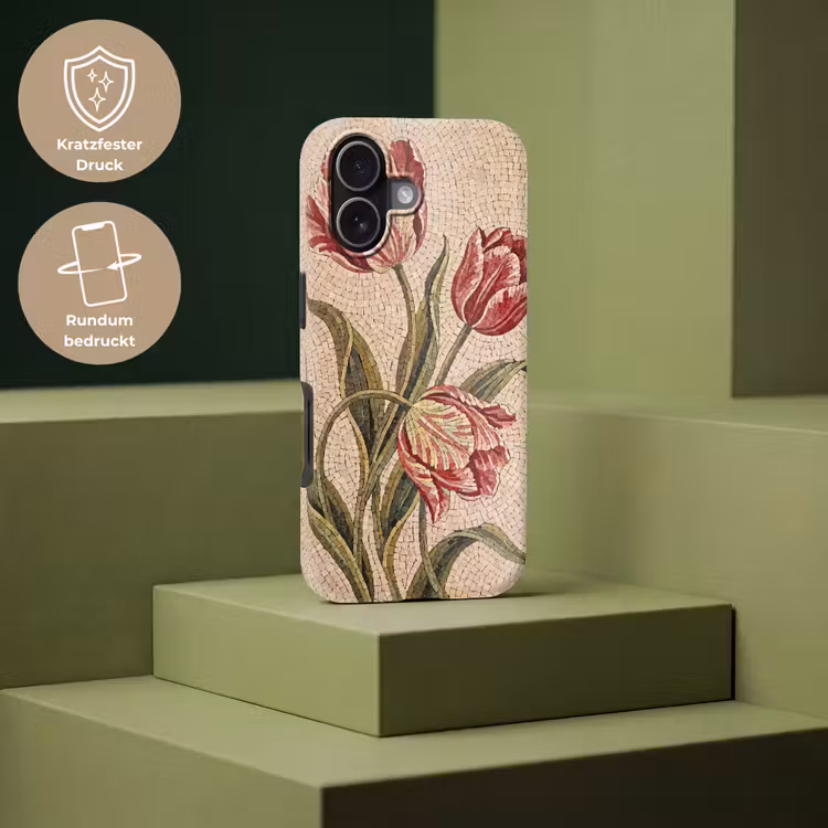 Bloemen - Mozaïek - Rood - Groen - Kunst Toughcase MagSafe Apple iPhone 17 klein -USP_PrintM_DE