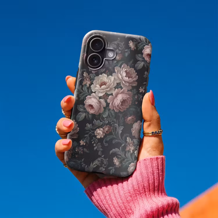 Bloemen - Patroon - Sierlijk - Roze - Donker Toughcase MagSafe Apple iPhone 17 klein -Sfeer1V