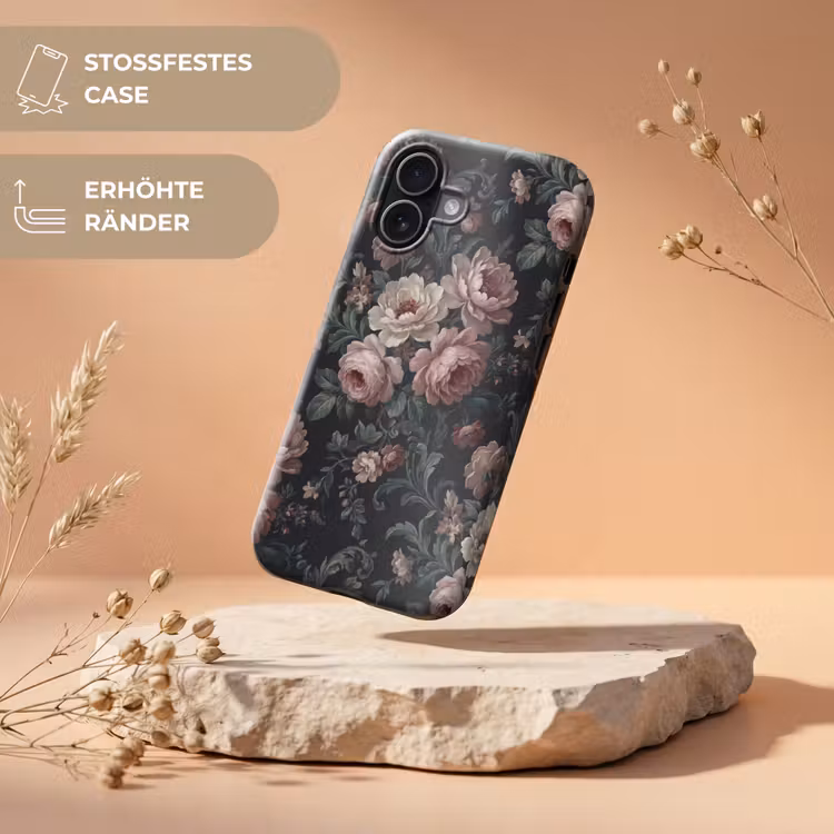 Bloemen - Patroon - Sierlijk - Roze - Donker Toughcase MagSafe Apple iPhone 17 klein -USP_RandenV_DE