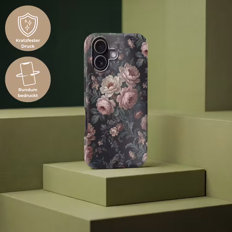 Bloemen - Patroon - Sierlijk - Roze - Donker Toughcase MagSafe Apple iPhone 17 klein -USP_PrintM_DE