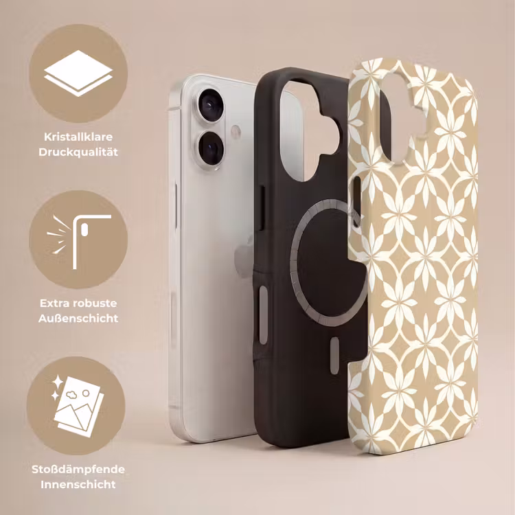 Bloemen - Patroon - Beige Toughcase MagSafe Apple iPhone 17 klein 1017 -USP_Lagen_DE