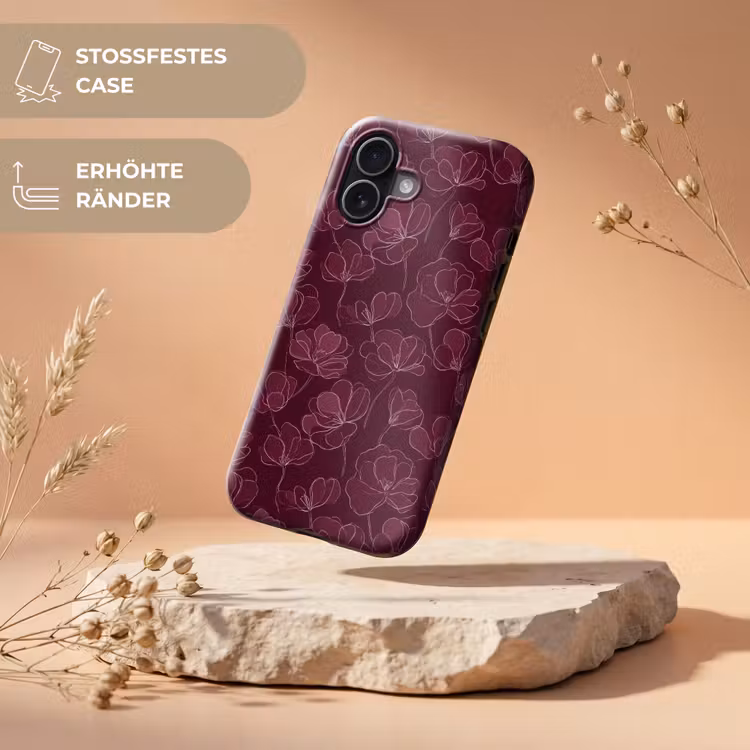 Bloemen - Patroon - Bordeauxrood Toughcase MagSafe Apple iPhone 17 klein 1017 -USP_RandenV_DE
