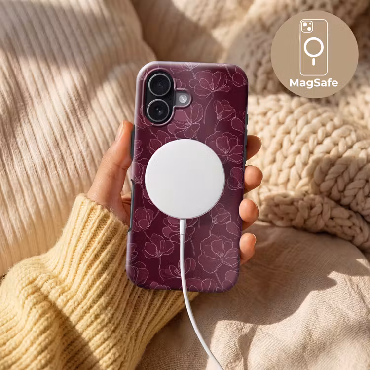 Bloemen - Patroon - Bordeauxrood Toughcase MagSafe Apple iPhone 17 klein 1017 -USP_MagsafeV