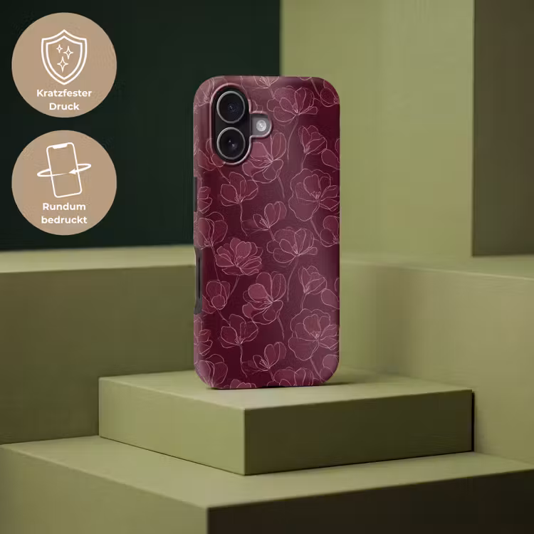 Bloemen - Patroon - Bordeauxrood Toughcase MagSafe Apple iPhone 17 klein 1017 -USP_PrintM_DE