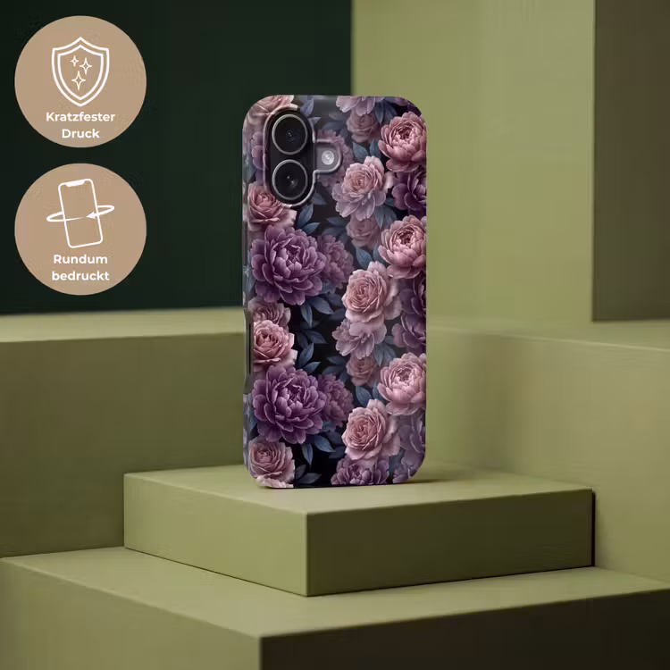 Bloemen - Patroon - Donker - Botanisch - Paars Toughcase MagSafe Apple iPhone 17 klein -USP_PrintM_DE