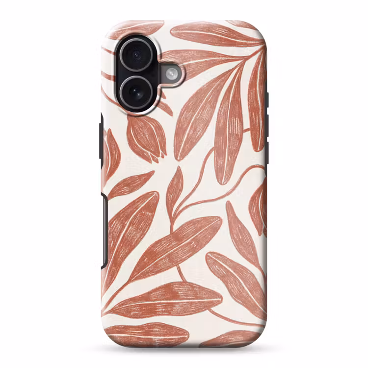 Bloemen - Patroon - Modern - Natuur - Bruin Toughcase MagSafe Apple iPhone 17 klein -3d