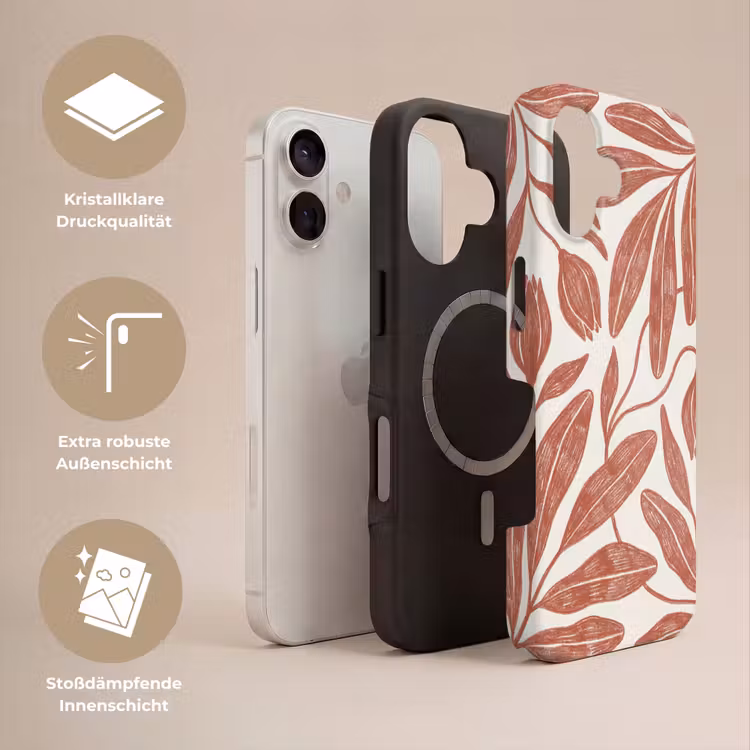 Bloemen - Patroon - Modern - Natuur - Bruin Toughcase MagSafe Apple iPhone 17 klein -USP_Lagen_DE