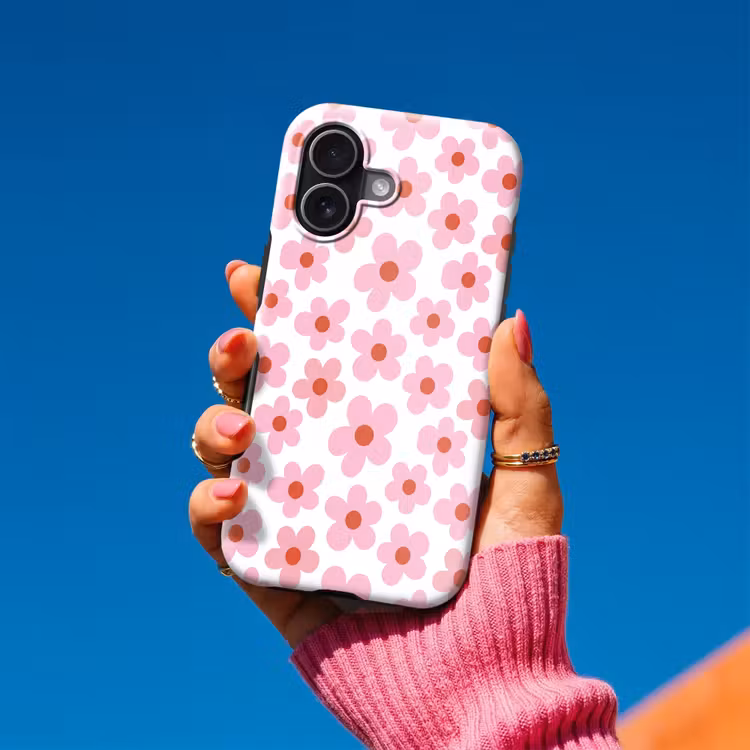 Bloemen - Patroon - Modern - Roze - Wit Toughcase MagSafe Apple iPhone 17 klein -Sfeer1V