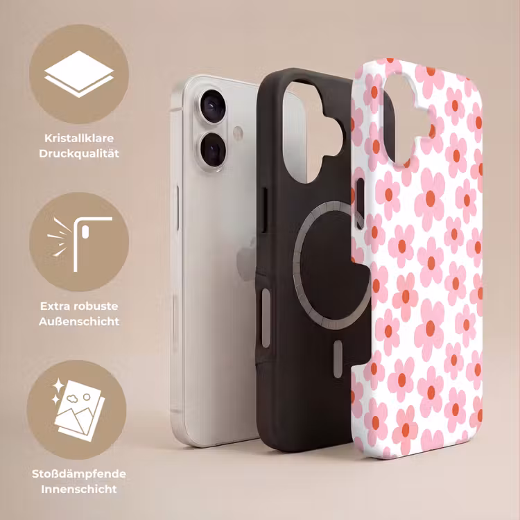 Bloemen - Patroon - Modern - Roze - Wit Toughcase MagSafe Apple iPhone 17 klein -USP_Lagen_DE