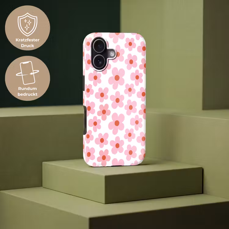 Bloemen - Patroon - Modern - Roze - Wit Toughcase MagSafe Apple iPhone 17 klein -USP_PrintM_DE