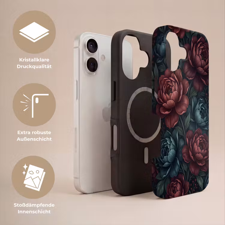 Bloemen - Patroon - Natuur - Klassiek - Donker Toughcase MagSafe Apple iPhone 17 klein -USP_Lagen_DE