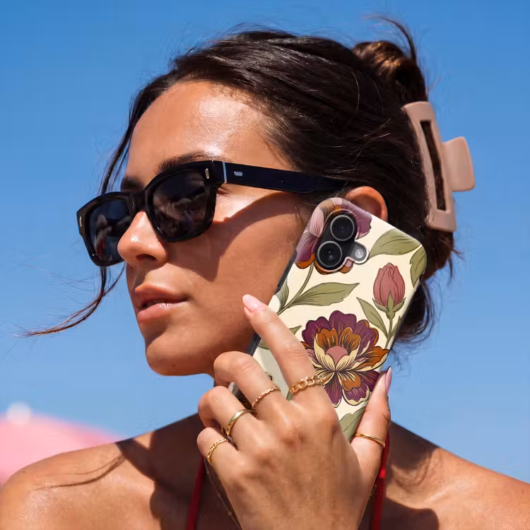 Bloemen - Patroon - Natuur - Modern - Paars Toughcase MagSafe Apple iPhone 17 klein -Sfeer2V