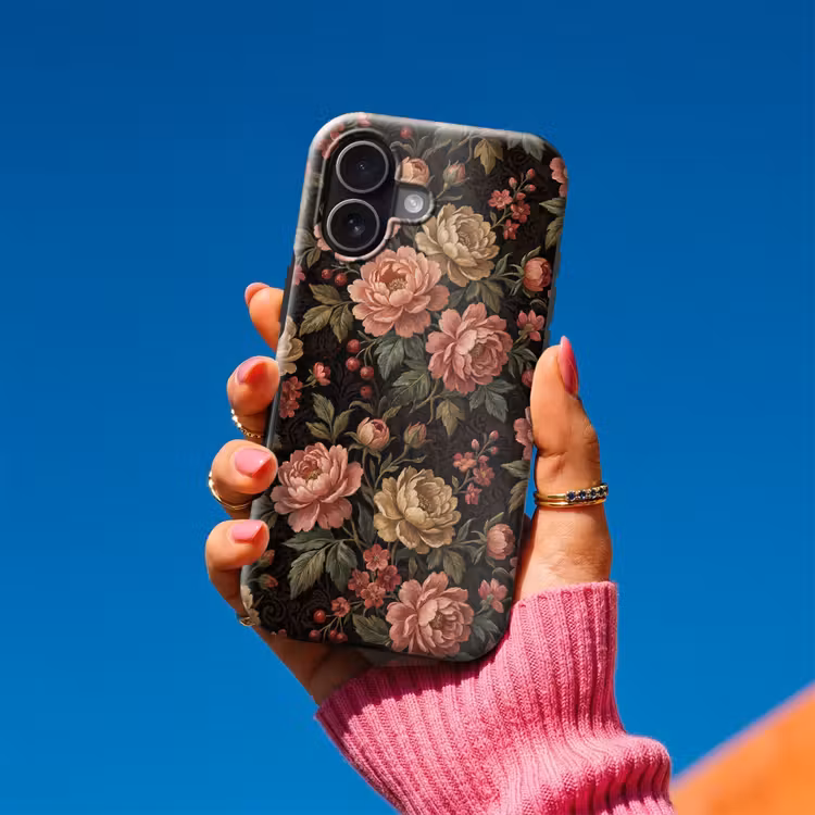 Bloemen - Patroon - Natuur - Vintage - Roze Toughcase MagSafe Apple iPhone 17 klein -Sfeer1V