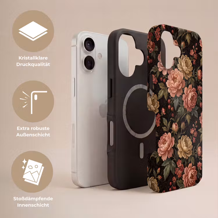 Bloemen - Patroon - Natuur - Vintage - Roze Toughcase MagSafe Apple iPhone 17 klein -USP_Lagen_DE