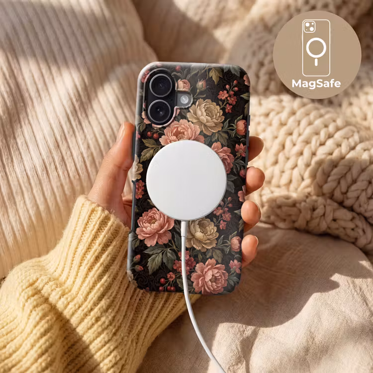 Bloemen - Patroon - Natuur - Vintage - Roze Toughcase MagSafe Apple iPhone 17 klein -USP_MagsafeV