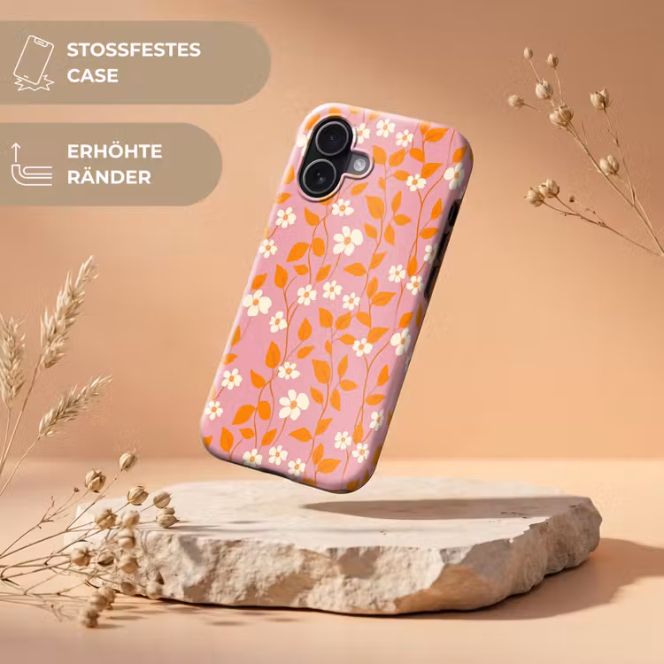 Bloemen - Patroon - Oranje Toughcase MagSafe Apple iPhone 17 klein 1017 -USP_RandenV_DE