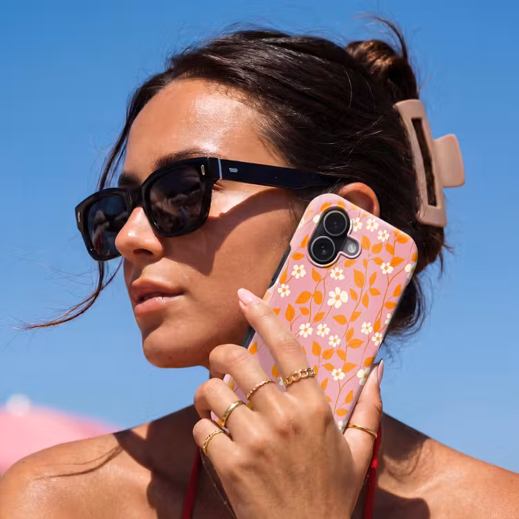 Bloemen - Patroon - Oranje Toughcase MagSafe Apple iPhone 17 klein 1017 -Sfeer2V