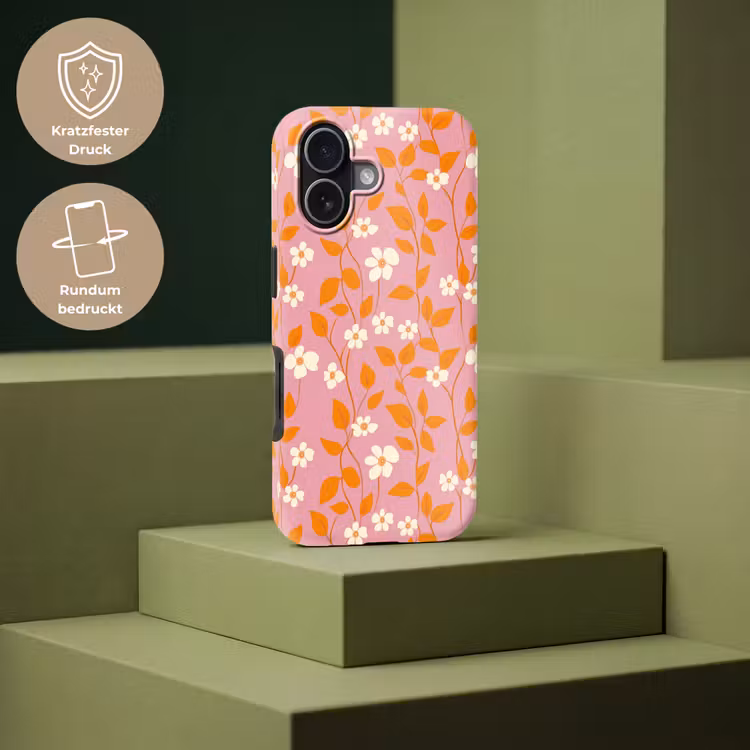 Bloemen - Patroon - Oranje Toughcase MagSafe Apple iPhone 17 klein 1017 -USP_PrintM_DE