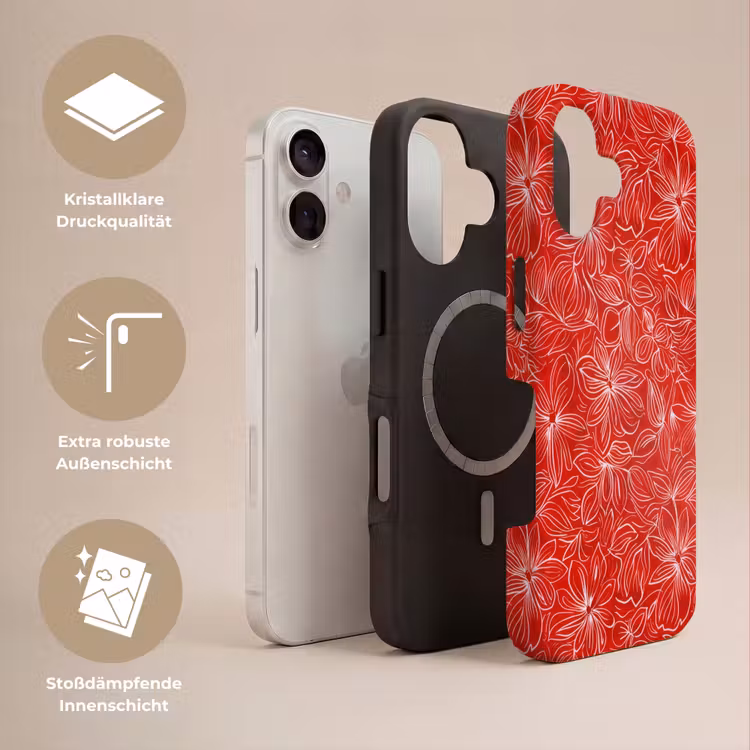 Bloemen - Patroon - Rood Toughcase MagSafe Apple iPhone 17 klein 1017 -USP_Lagen_DE