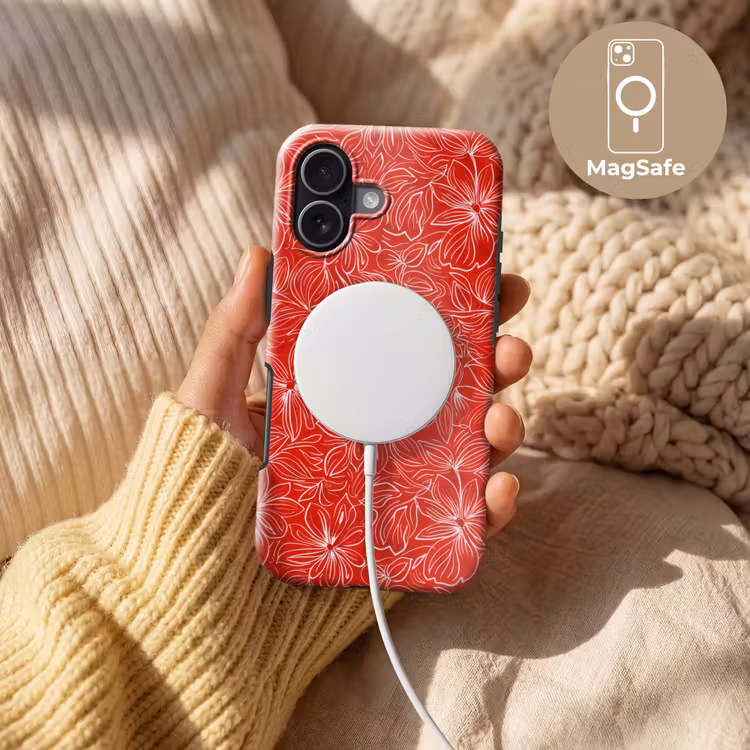Bloemen - Patroon - Rood Toughcase MagSafe Apple iPhone 17 klein 1017 -USP_MagsafeV