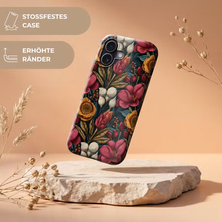 Bloemen - Patroon - Rood - Goud Toughcase MagSafe Apple iPhone 17 klein 1017 -USP_RandenV_DE