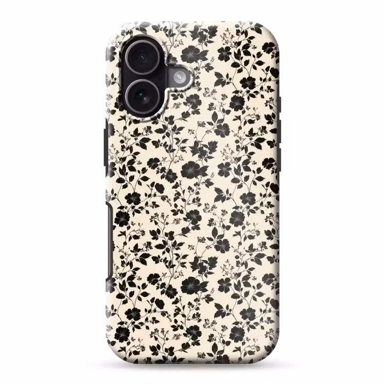 Bloemen - Dessin - Zwart Toughcase MagSafe Apple iPhone 17 klein 1017 -3d