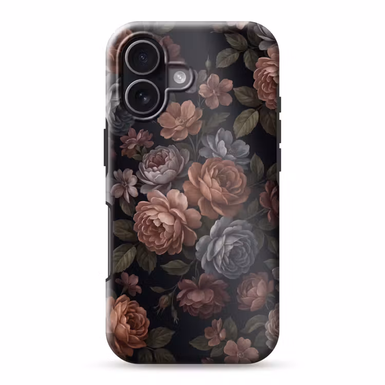 Bloemen - Patroon - Vintage - Donker - Roze Toughcase MagSafe Apple iPhone 17 klein -3d