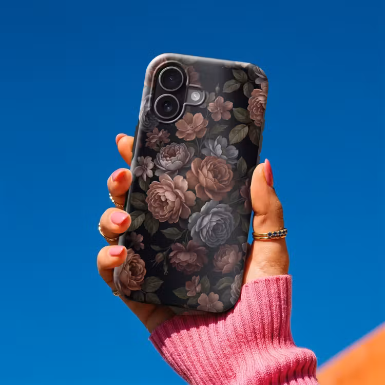 Bloemen - Patroon - Vintage - Donker - Roze Toughcase MagSafe Apple iPhone 17 klein -Sfeer1V
