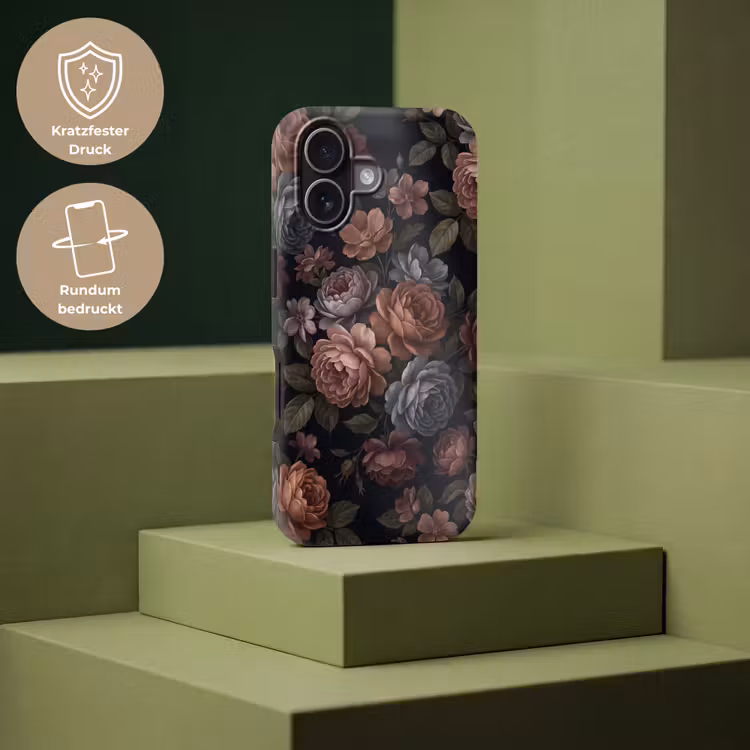 Bloemen - Patroon - Vintage - Donker - Roze Toughcase MagSafe Apple iPhone 17 klein -USP_PrintM_DE