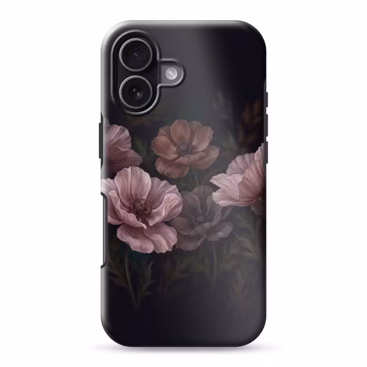 Bloemen - Natuur - Roze - Donker - Modern Toughcase MagSafe Apple iPhone 17 klein -3d