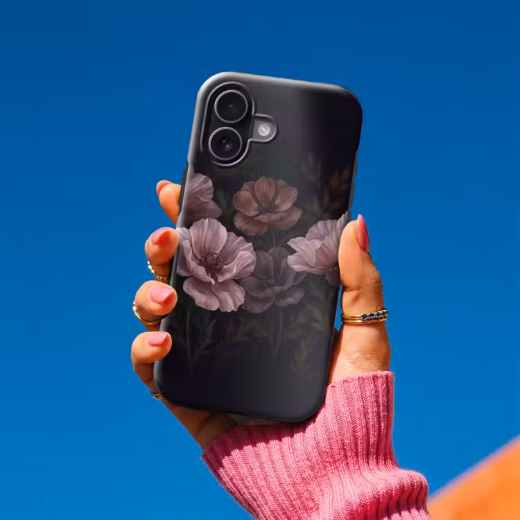 Bloemen - Natuur - Roze - Donker - Modern Toughcase MagSafe Apple iPhone 17 klein -Sfeer1V