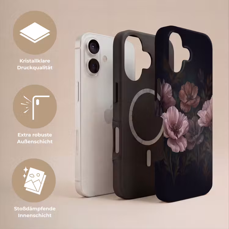 Bloemen - Natuur - Roze - Donker - Modern Toughcase MagSafe Apple iPhone 17 klein -USP_Lagen_DE