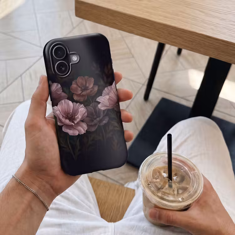 Bloemen - Natuur - Roze - Donker - Modern Toughcase MagSafe Apple iPhone 17 klein -Sfeer1M