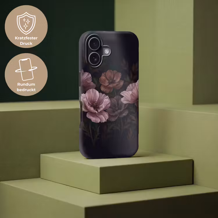 Bloemen - Natuur - Roze - Donker - Modern Toughcase MagSafe Apple iPhone 17 klein -USP_PrintM_DE