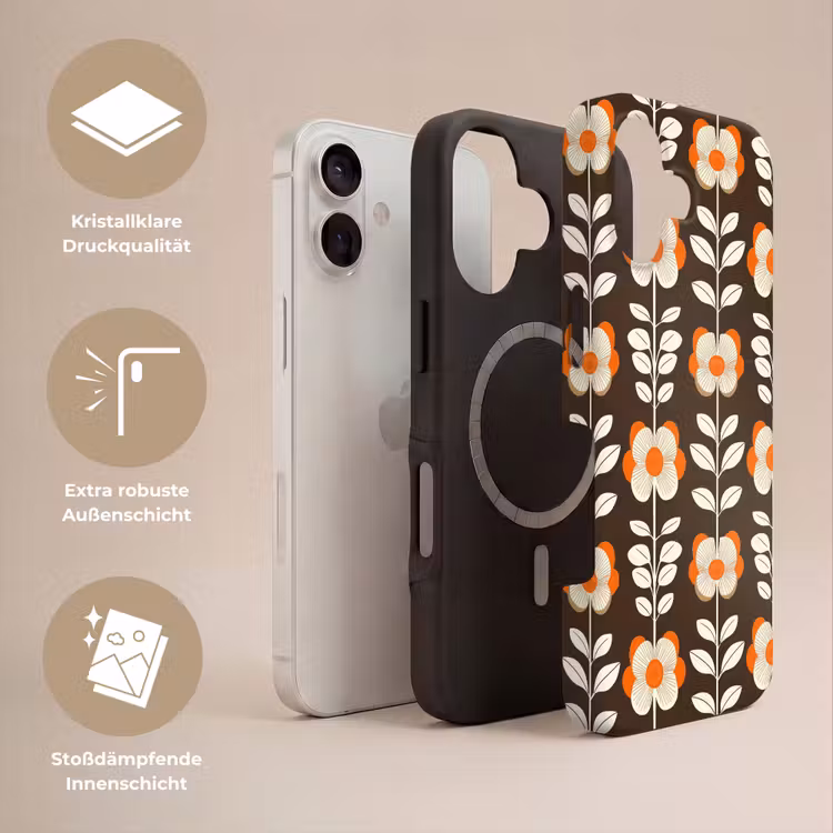 Bloemen - Retro - Bruin Toughcase MagSafe Apple iPhone 17 klein 1017 -USP_Lagen_DE