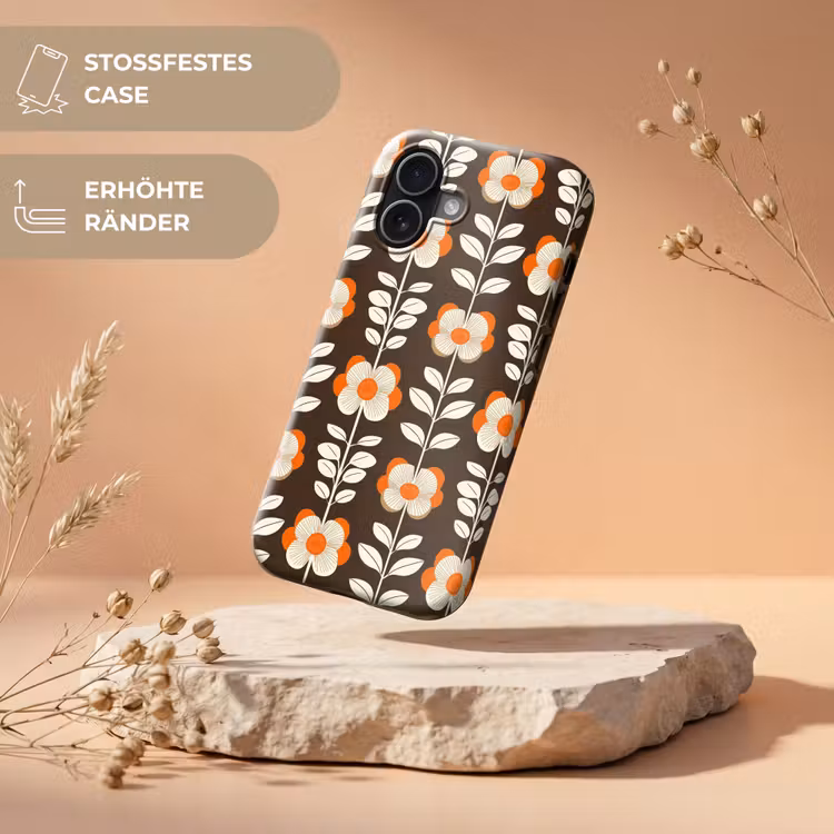 Bloemen - Retro - Bruin Toughcase MagSafe Apple iPhone 17 klein 1017 -USP_RandenV_DE