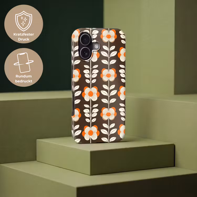 Bloemen - Retro - Bruin Toughcase MagSafe Apple iPhone 17 klein 1017 -USP_PrintM_DE
