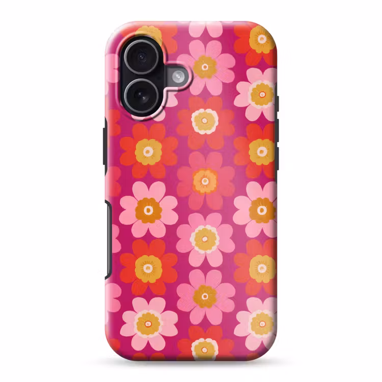 Bloemen - Retro - Kleurrijk Toughcase MagSafe Apple iPhone 17 klein 1017 -3d