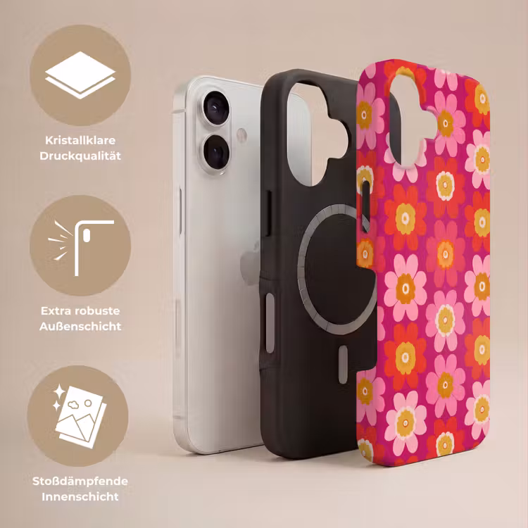 Bloemen - Retro - Kleurrijk Toughcase MagSafe Apple iPhone 17 klein 1017 -USP_Lagen_DE