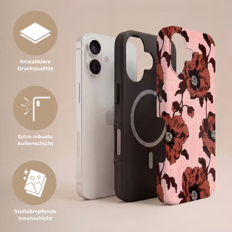 Bloemen - Retro - Rood Toughcase MagSafe Apple iPhone 17 klein 1017 -USP_Lagen_DE
