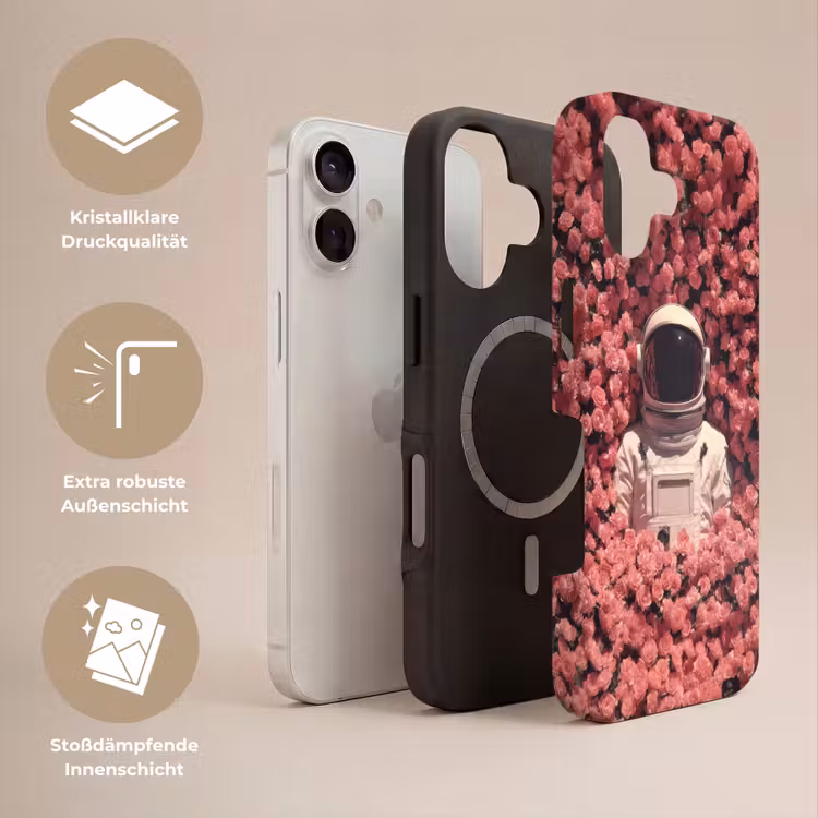 Bloemen - Roze - Astronaut Toughcase MagSafe Apple iPhone 17 klein -USP_Lagen_DE